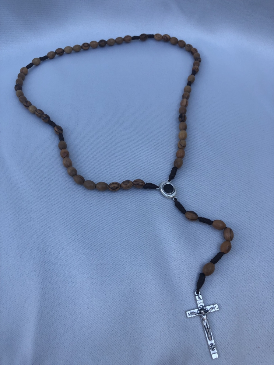 Olive Wood Rosary Rope with Soil