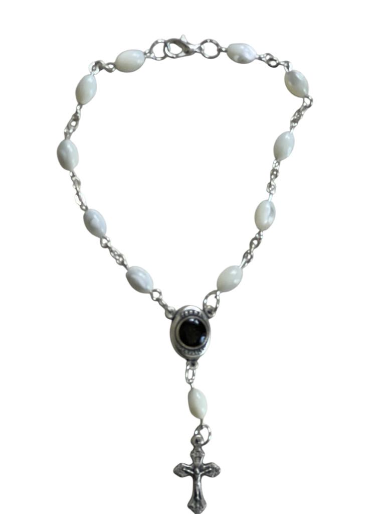 Mother of Pearl Rosary Bracelet (Chaplet) w/Soil