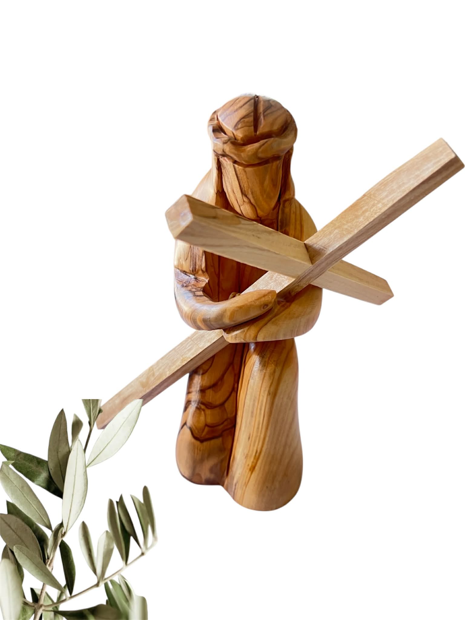 Faceless Kneeling Jesus Carrying the Cross Statue