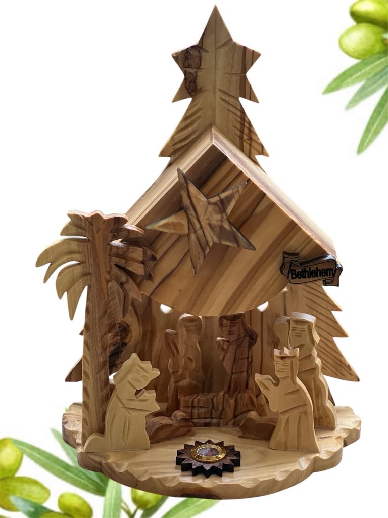 Musical Nativity Set - Tree shape in the back