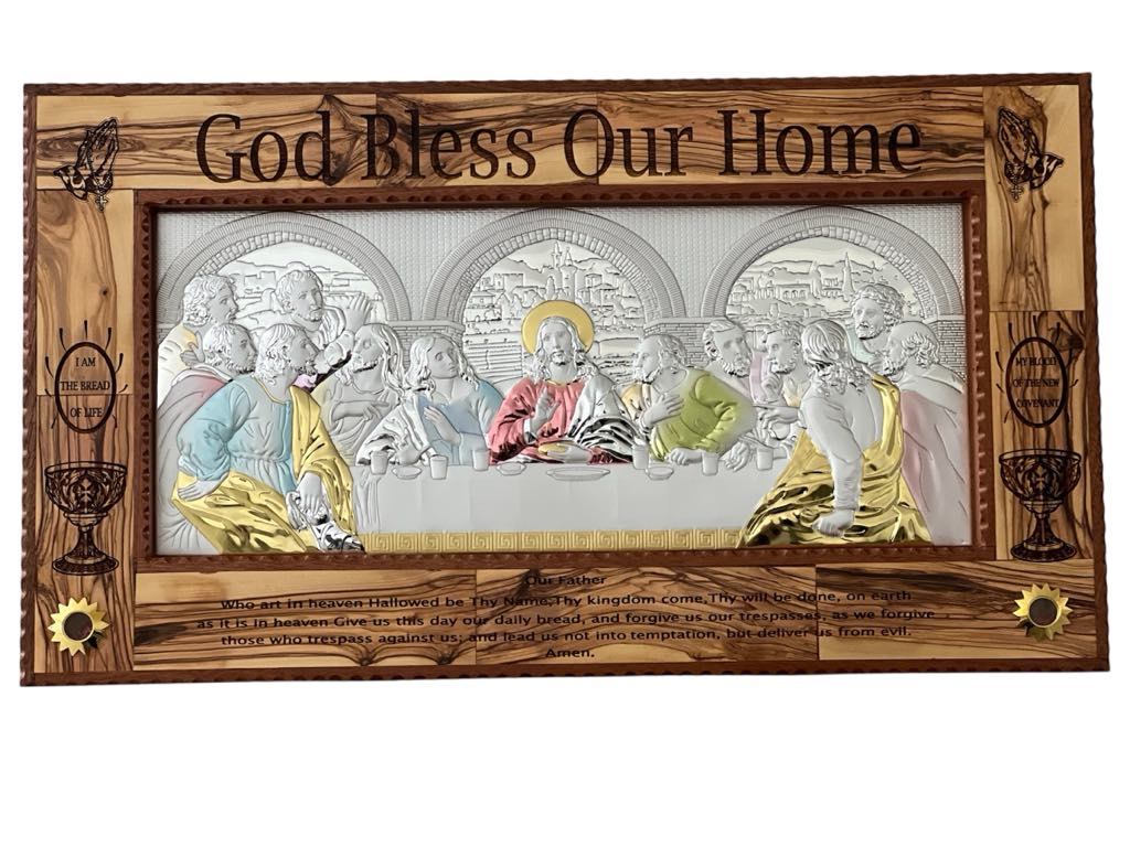 Last Supper Olive wood and Silver - Large
